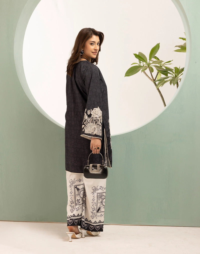 Ethnic Designer Inspired 2 Piece Co-ords Satin Lawn Printed Palazzo Outfit