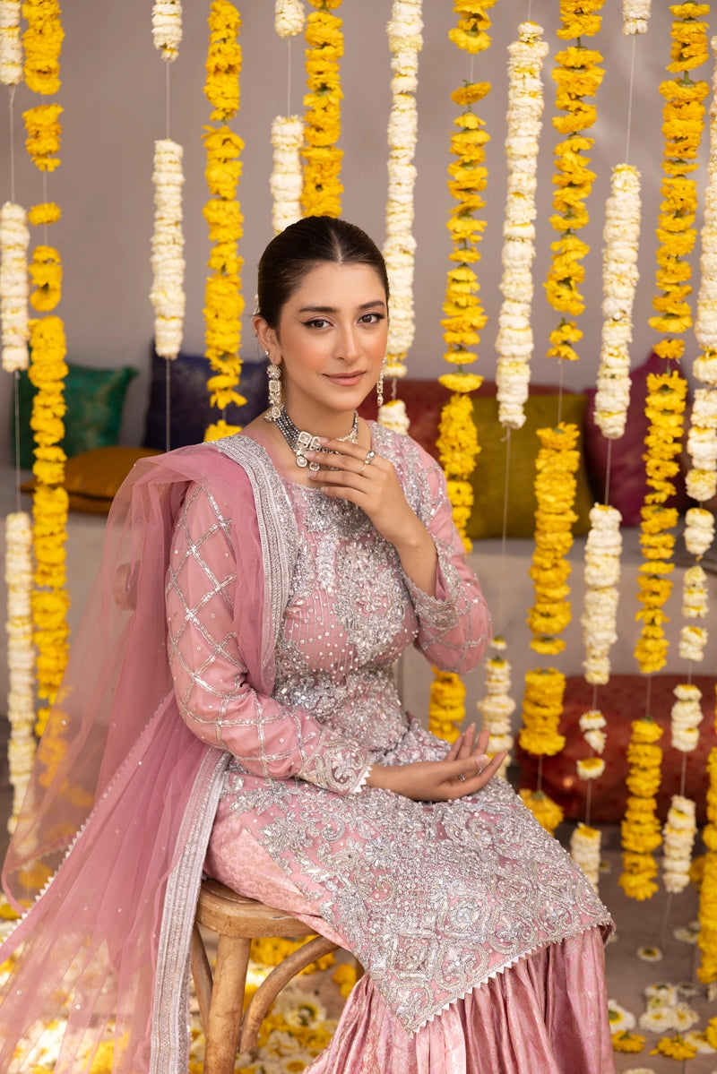 Aliyah Mother & Daughter Pink Ladies Wedding Gharara Oufit - Desi Posh