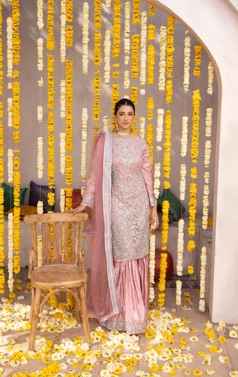Aliyah Mother & Daughter Pink Ladies Wedding Gharara Oufit - Desi Posh