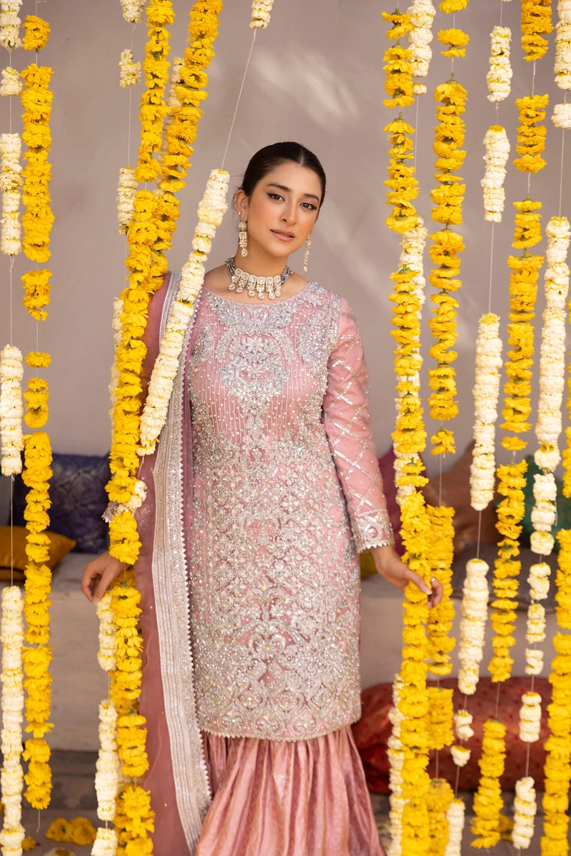Aliyah Mother & Daughter Pink Ladies Wedding Gharara Oufit - Desi Posh