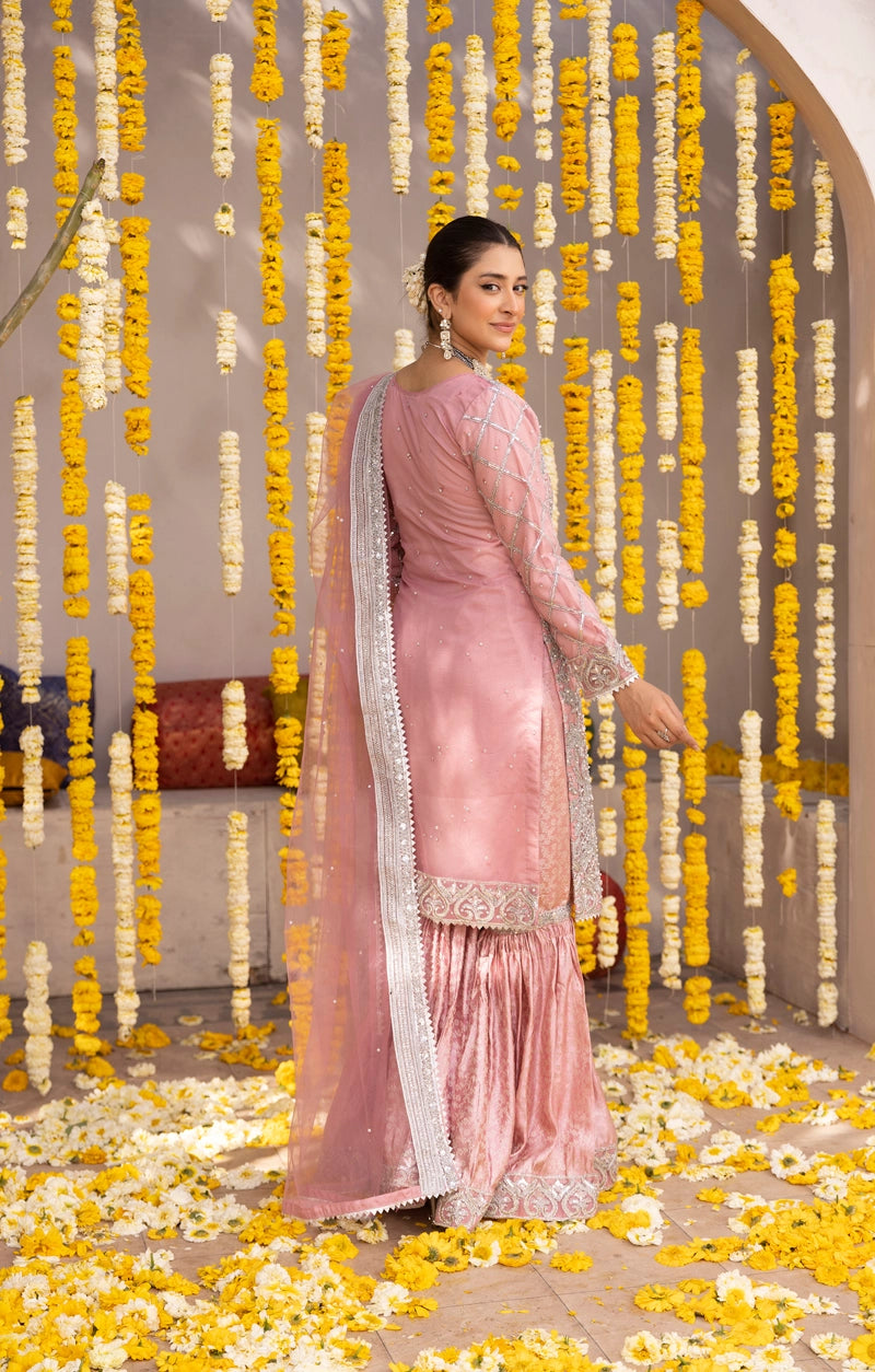 Aliyah Mother & Daughter Pink Ladies Wedding Gharara Oufit - Desi Posh