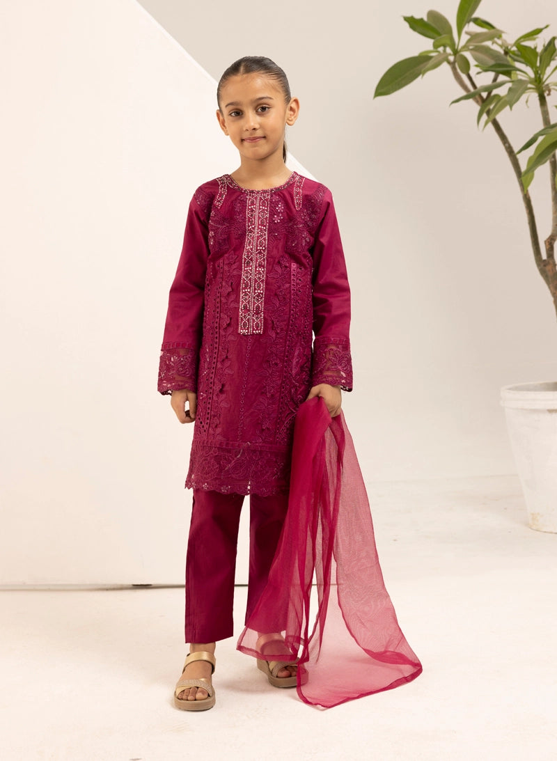 Maria B Inspired Mummy & Me Girls 3 Piece Outfit Deep Pink