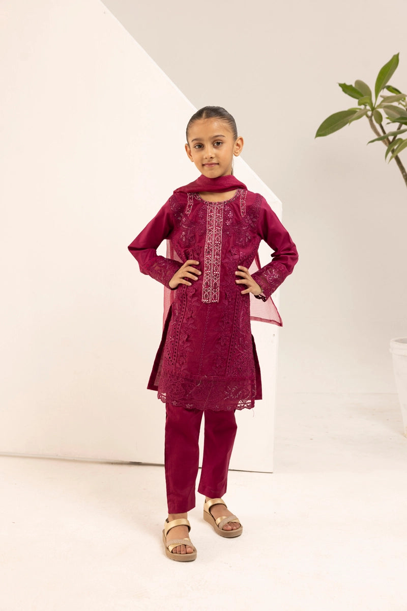 Maria B Inspired Mummy & Me Girls 3 Piece Outfit Deep Pink