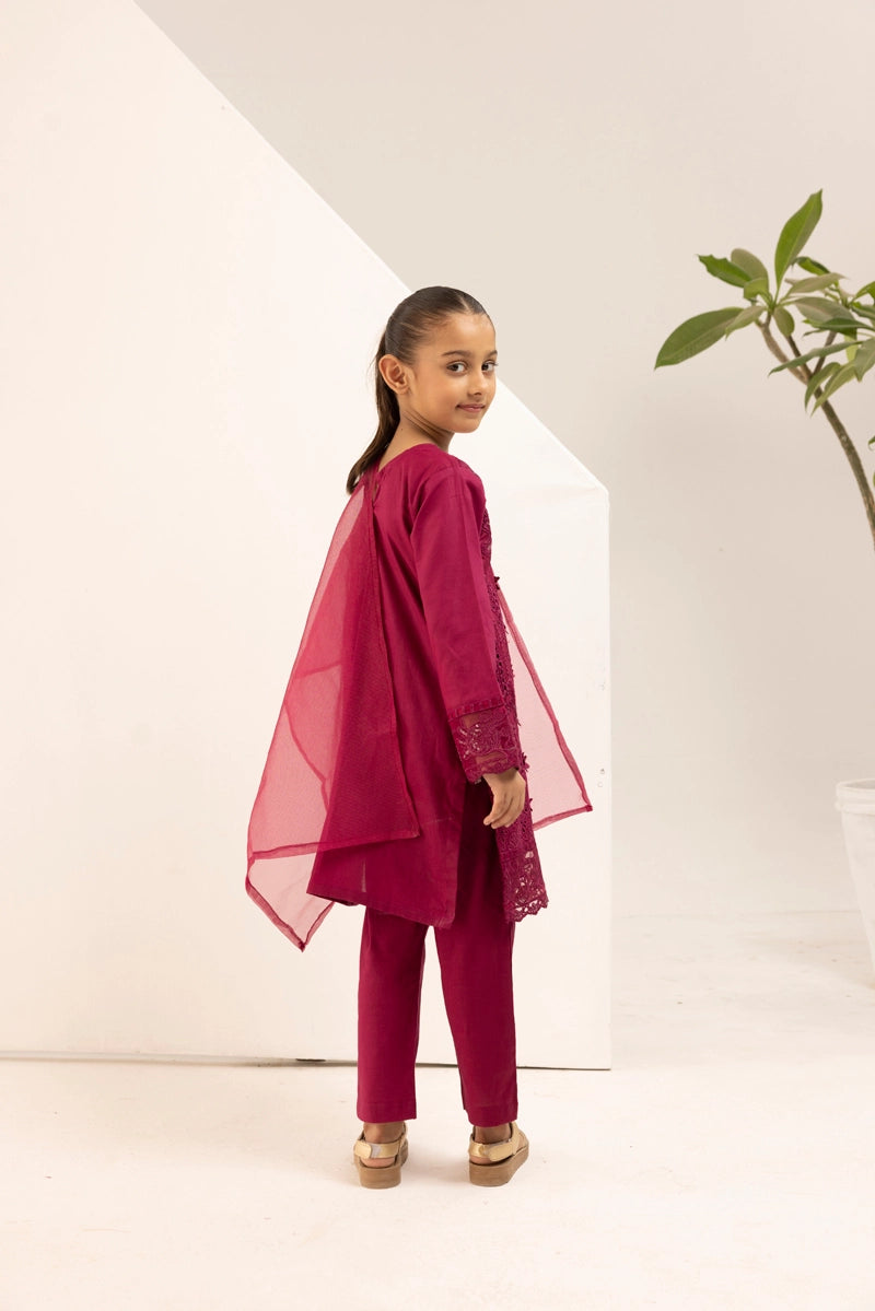 Maria B Inspired Mummy & Me Girls 3 Piece Outfit Deep Pink