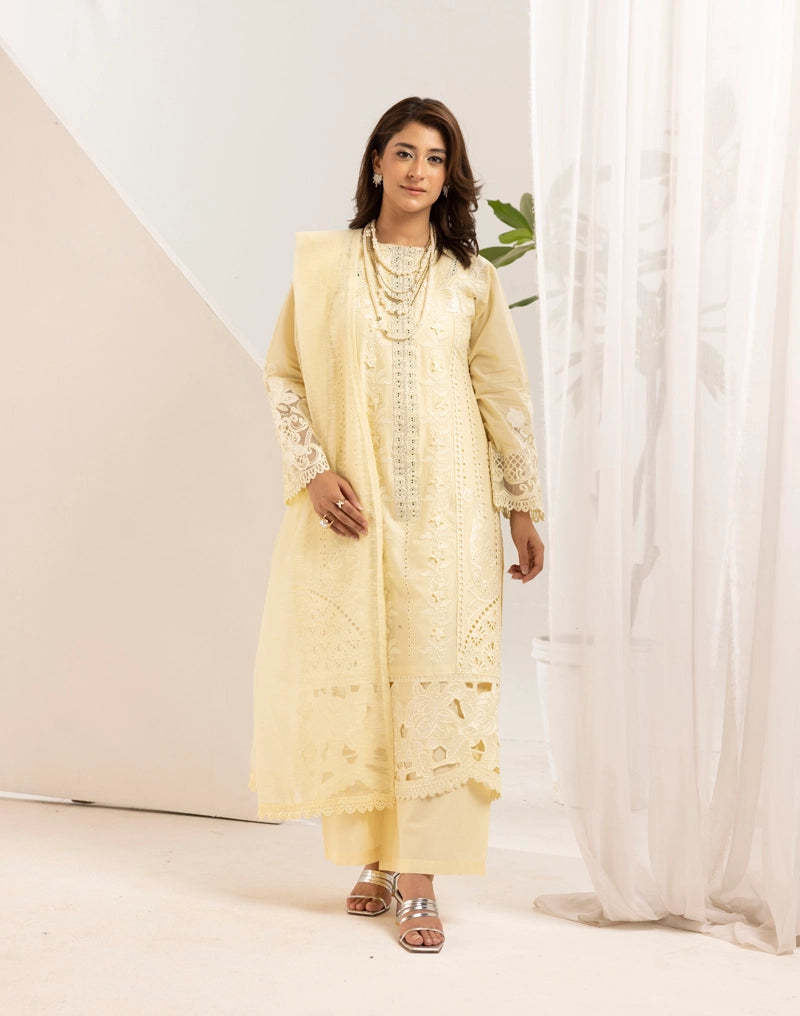 Maria B Inspired Ladies 3 Piece Outfit Butter Yellow - Desi Posh