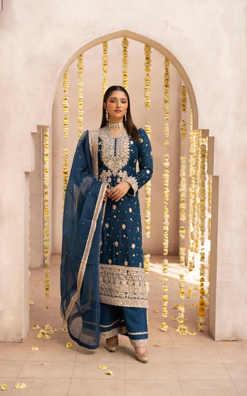 Aliyah Mother & Daughter Teal Green Ladies Wedding Palazzo Oufit - Desi Posh