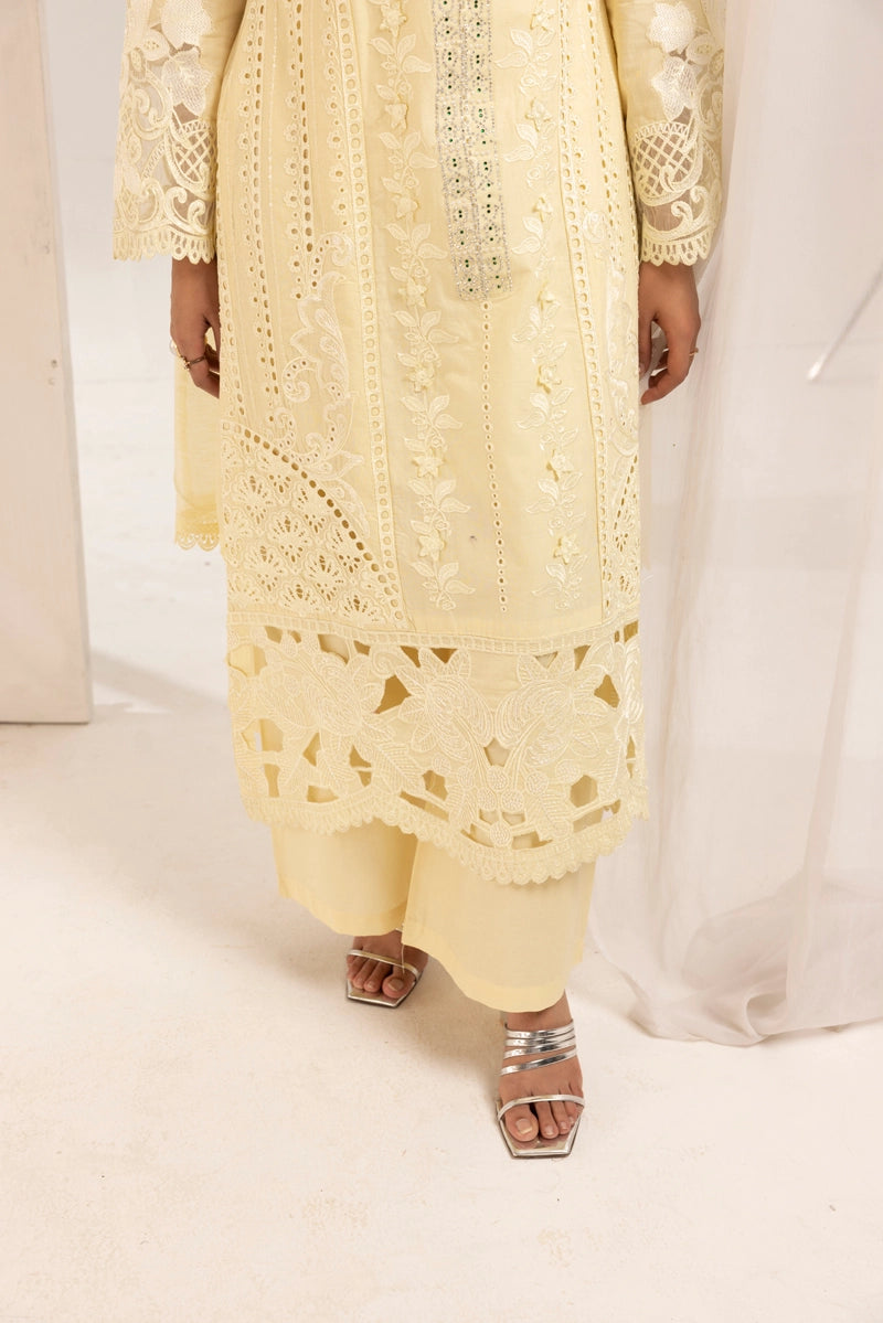 Maria B Inspired Ladies 3 Piece Outfit Butter Yellow - Desi Posh