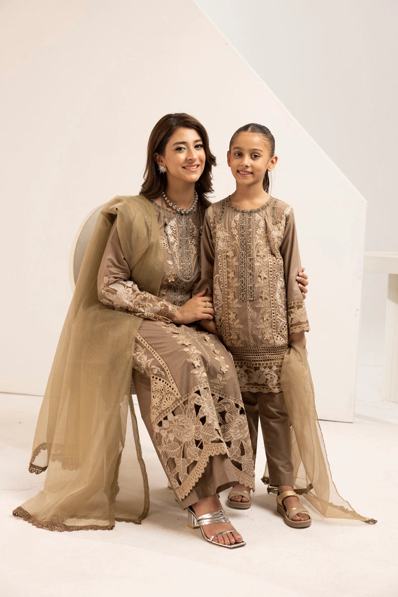 Maria B Inspired Mummy & Me Girls 3 Piece Outfit Brown