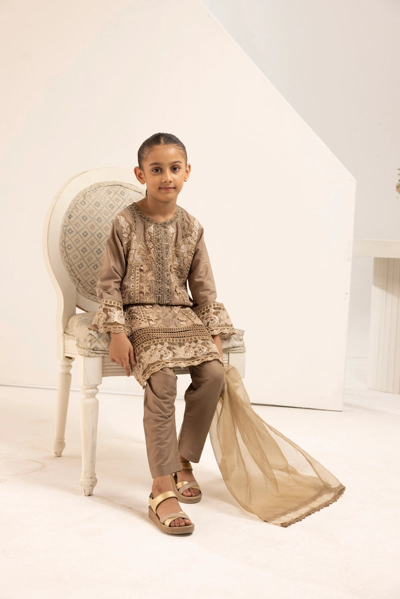 Maria B Inspired Mummy & Me Girls 3 Piece Outfit Brown