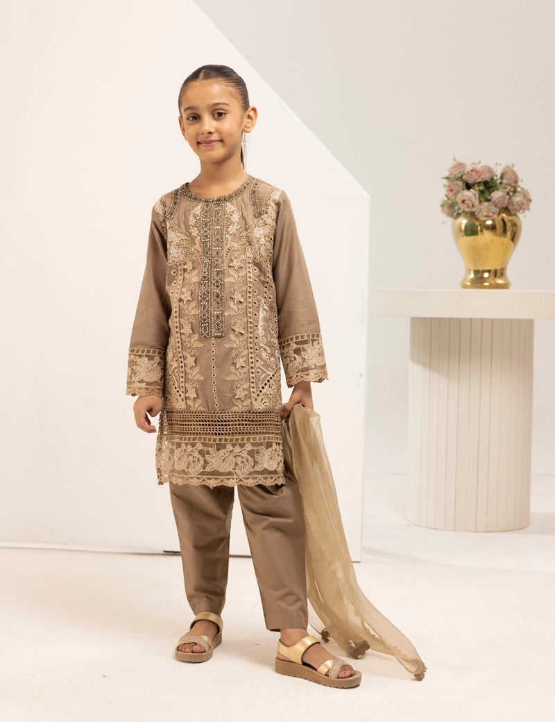 Maria B Inspired Mummy & Me Girls 3 Piece Outfit Brown