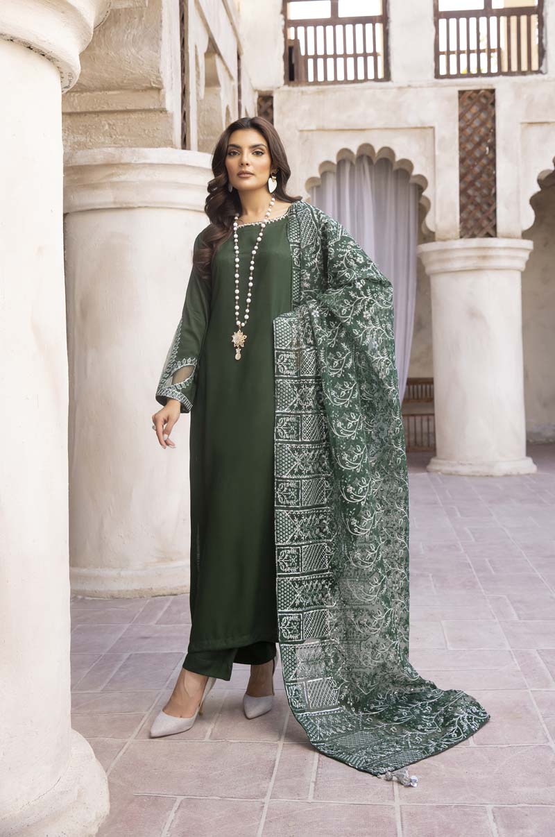 Sequence by Desi Posh Viscose Ladies Desi Eid Outfit Green - Desi Posh