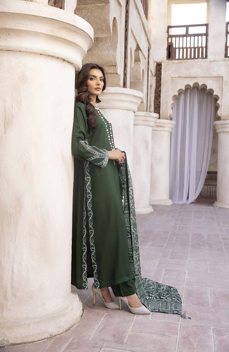 Sequence by Desi Posh Viscose Ladies Desi Eid Outfit Green - Desi Posh