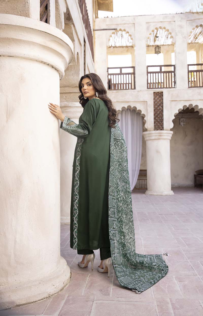 Sequence by Desi Posh Viscose Ladies Desi Eid Outfit Green - Desi Posh