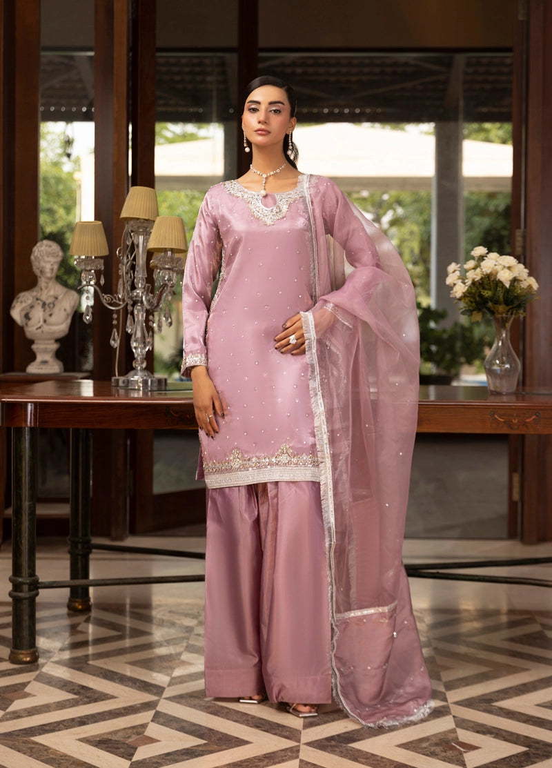 Hussain Rehar inspired Raw Silk Farshi Salwar Lilac Eid Outfit