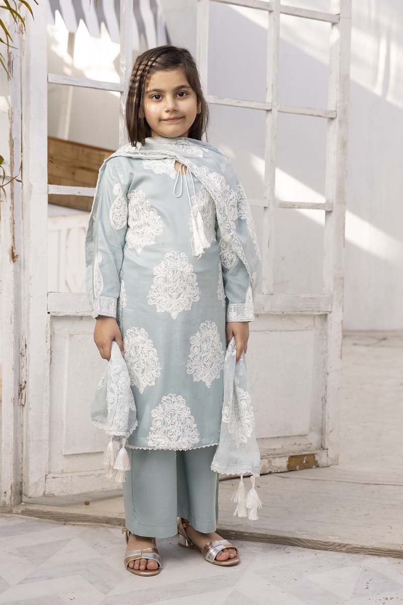 Jannat Mint Mummy & Me Girls 3 Piece Suit With Chiffon Dupatta - Desi Posh