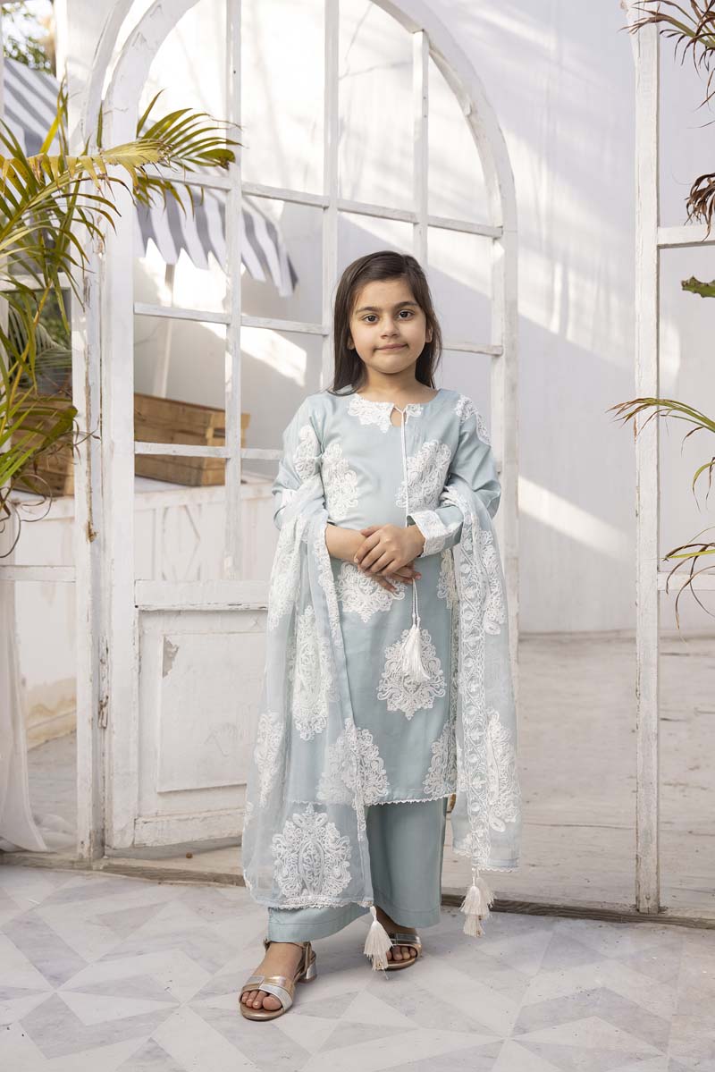 Jannat Mint Mummy & Me Girls 3 Piece Suit With Chiffon Dupatta - Desi Posh