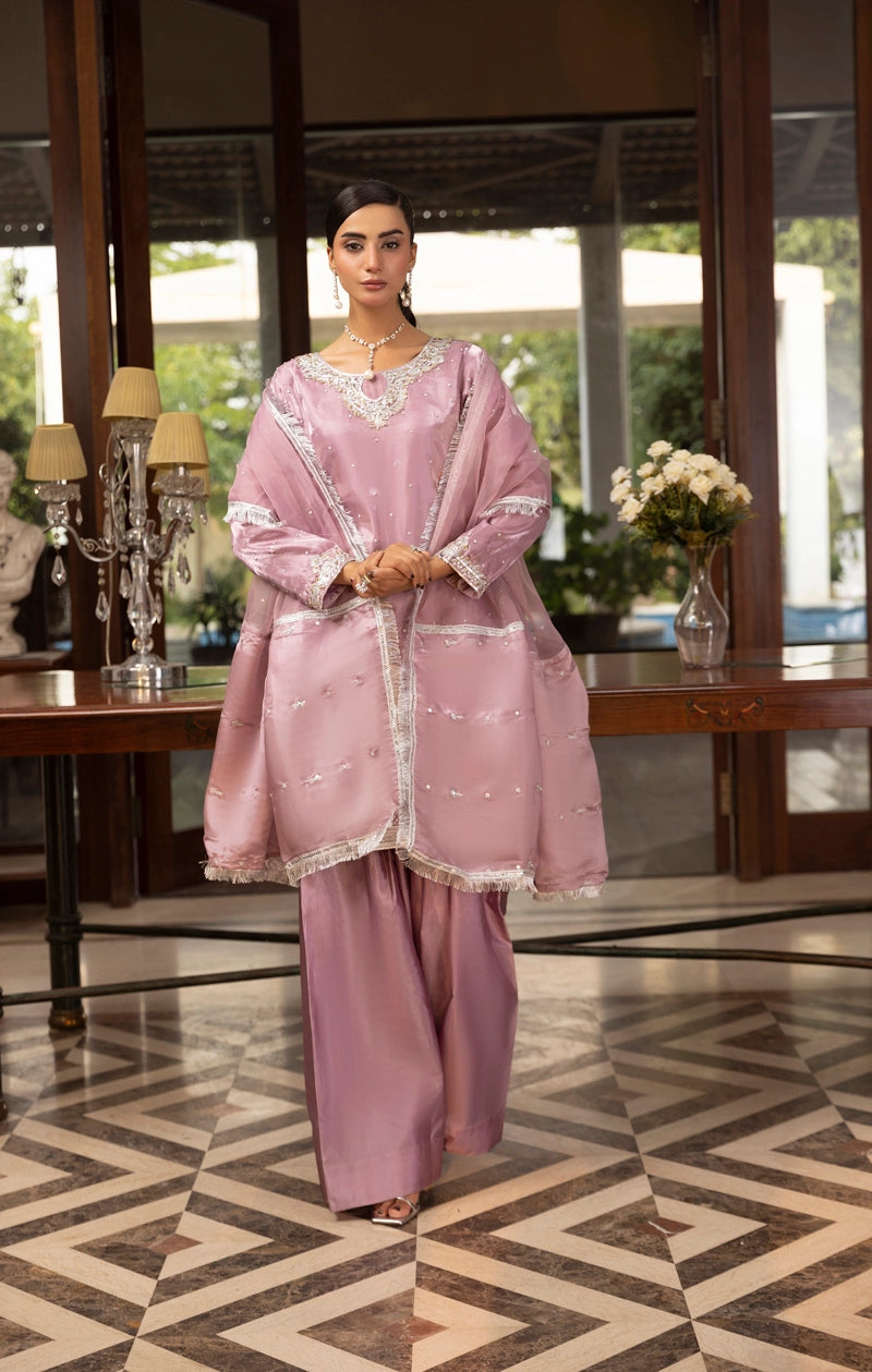 Hussain Rehar inspired Raw Silk Farshi Salwar Lilac Eid Outfit