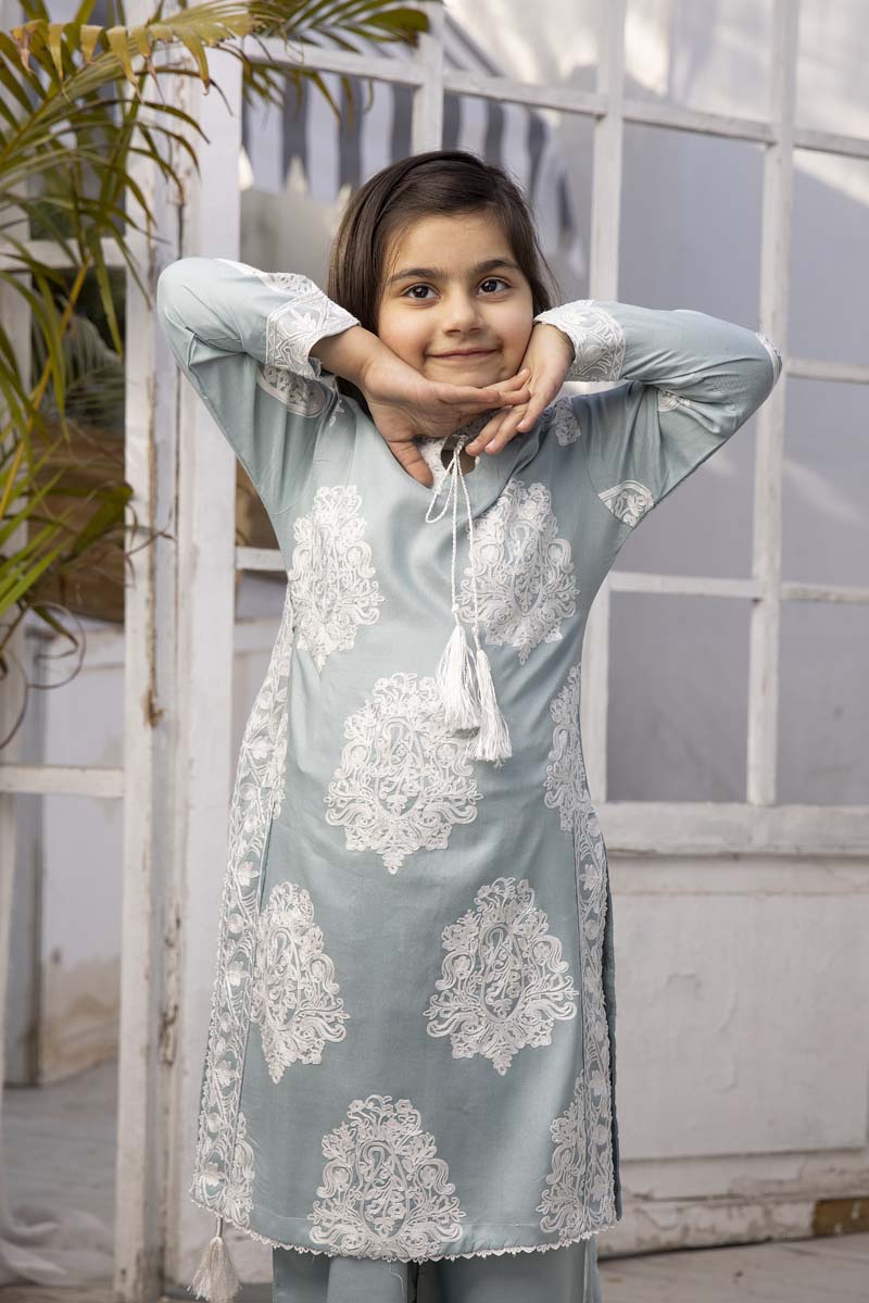 Jannat Mint Mummy & Me Girls 3 Piece Suit With Chiffon Dupatta - Desi Posh