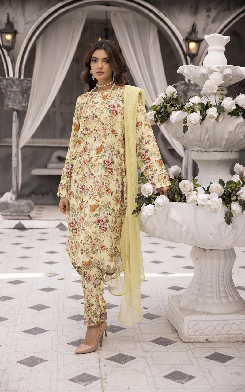 S Prints Arabic Lawn 3 Piece Suit With Straight Trousers APL13 - Desi Posh