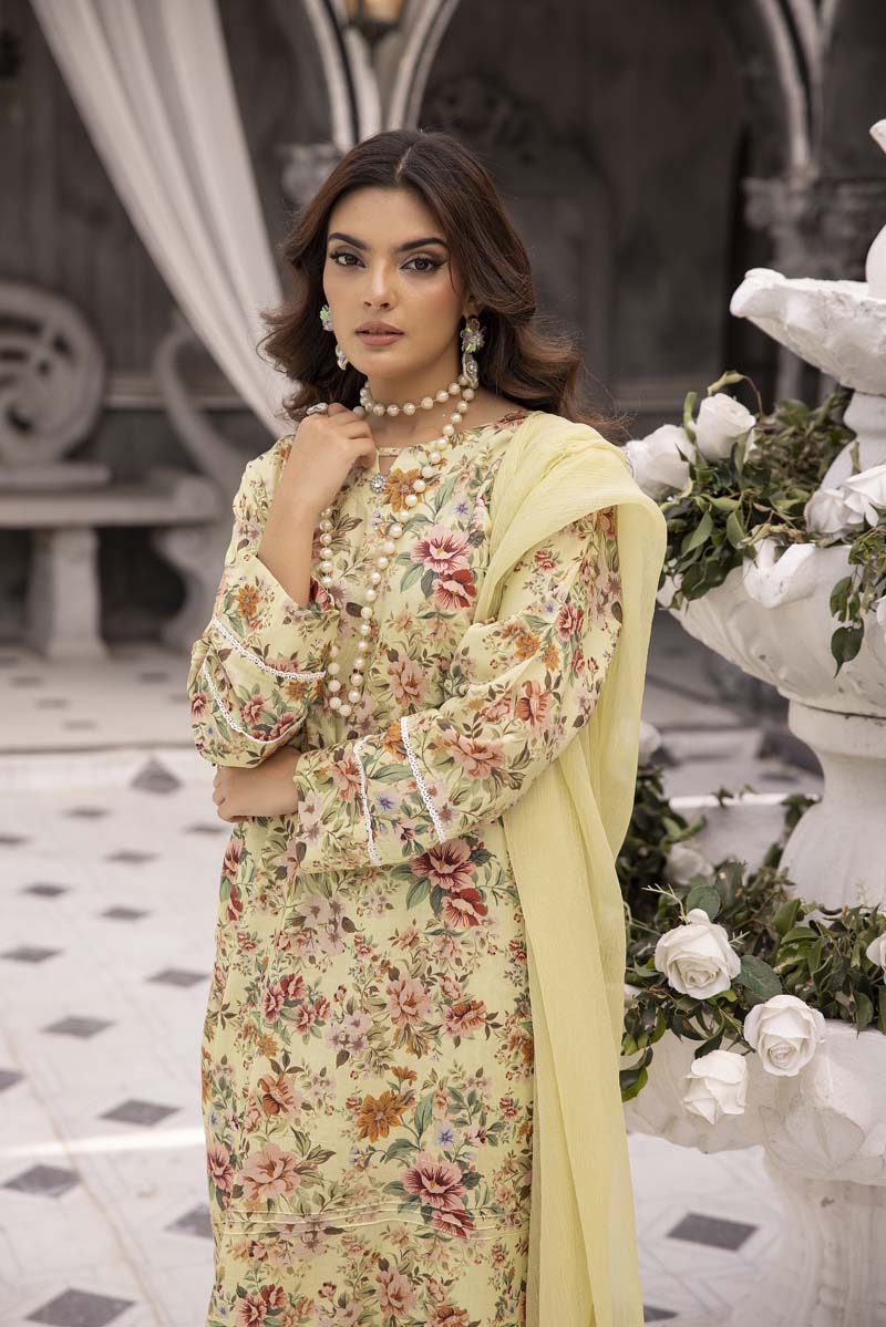 S Prints Arabic Lawn 3 Piece Suit With Straight Trousers APL13 - Desi Posh