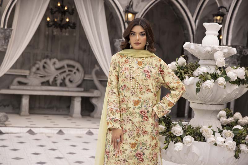 S Prints Arabic Lawn 3 Piece Suit With Straight Trousers APL13 - Desi Posh