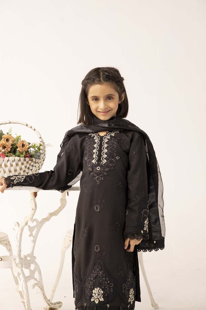 Maria B Inspired Mummy & Me Girls Eid Outfit With Net Dupatta MB11K - Desi Posh