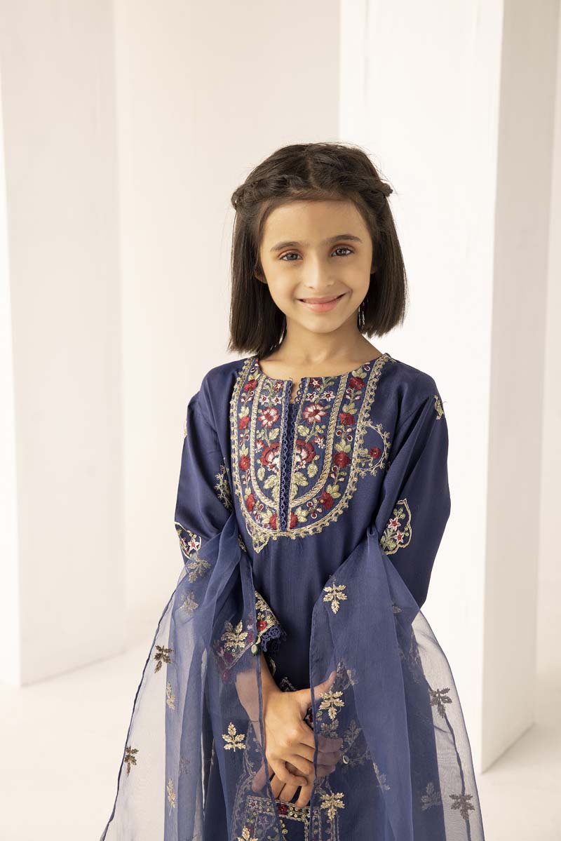 Maria B Inspired Mummy & Me Girls Eid Outfit With Net Dupatta MB9K - Desi Posh