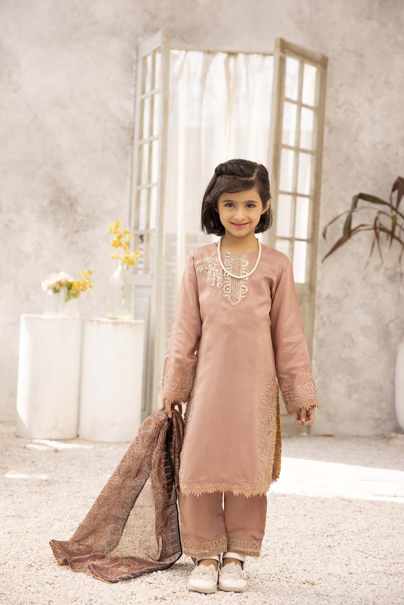 Nakhra Viscose Mummy & Me Girls Mauve Eid Outfit MNC01K - Desi Posh