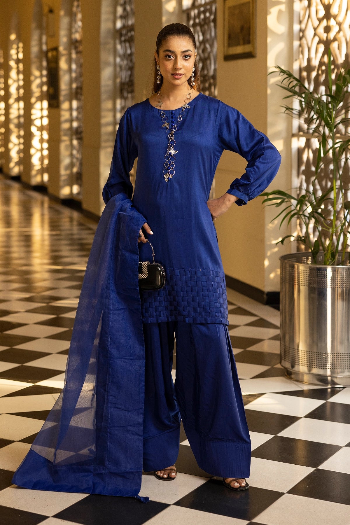 Hussain Rehar inspired Farshi Mummy & Me Ladies Blue Eid Outfit - Desi Posh