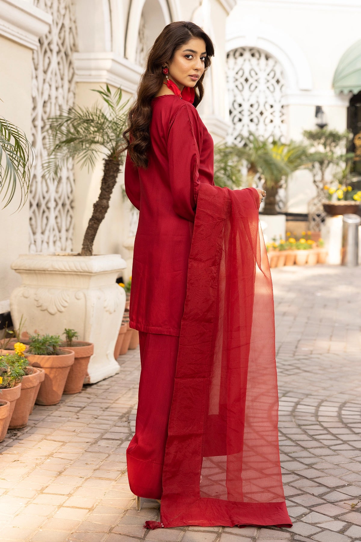 Hussain Rehar inspired Farshi Mummy & Me Ladies Maroon Eid Outfit - Desi Posh