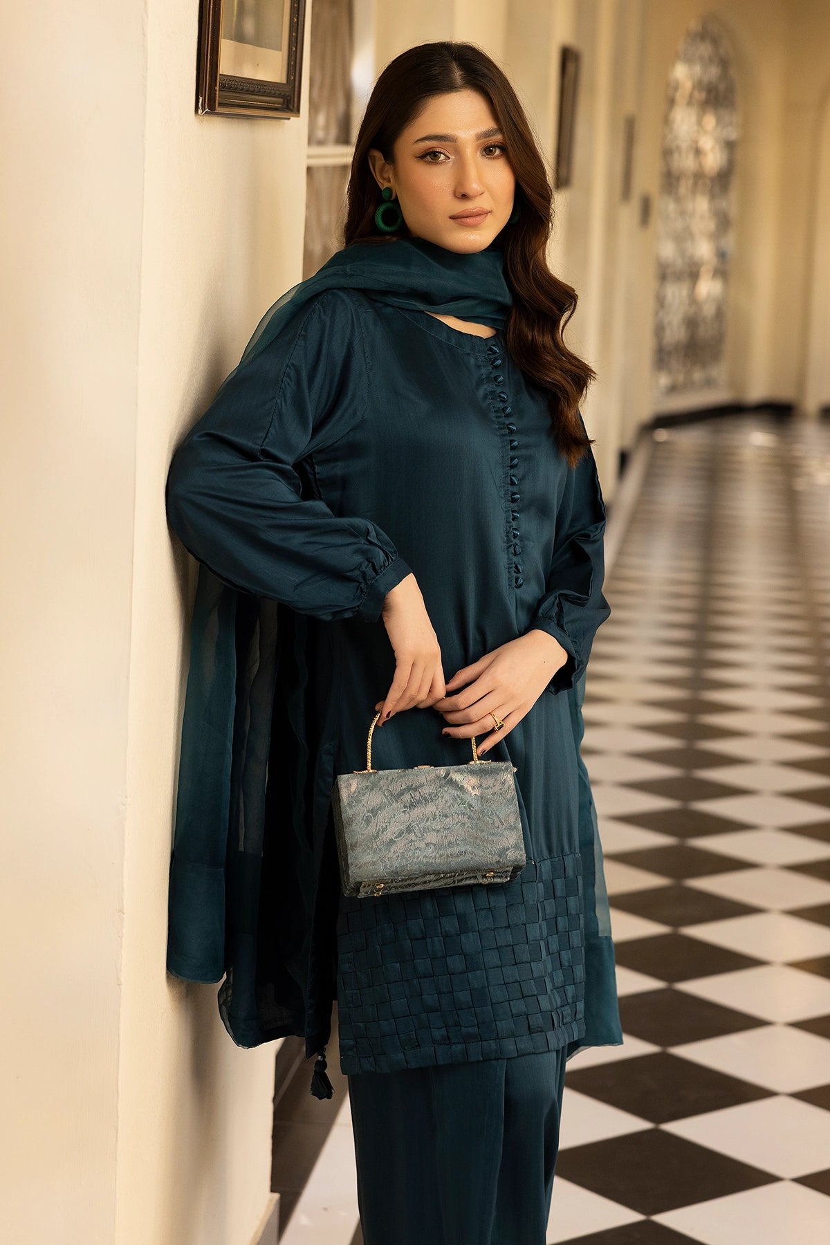 Hussain Rehar inspired Farshi Mummy & Me Ladies Teal Eid Outfit - Desi Posh