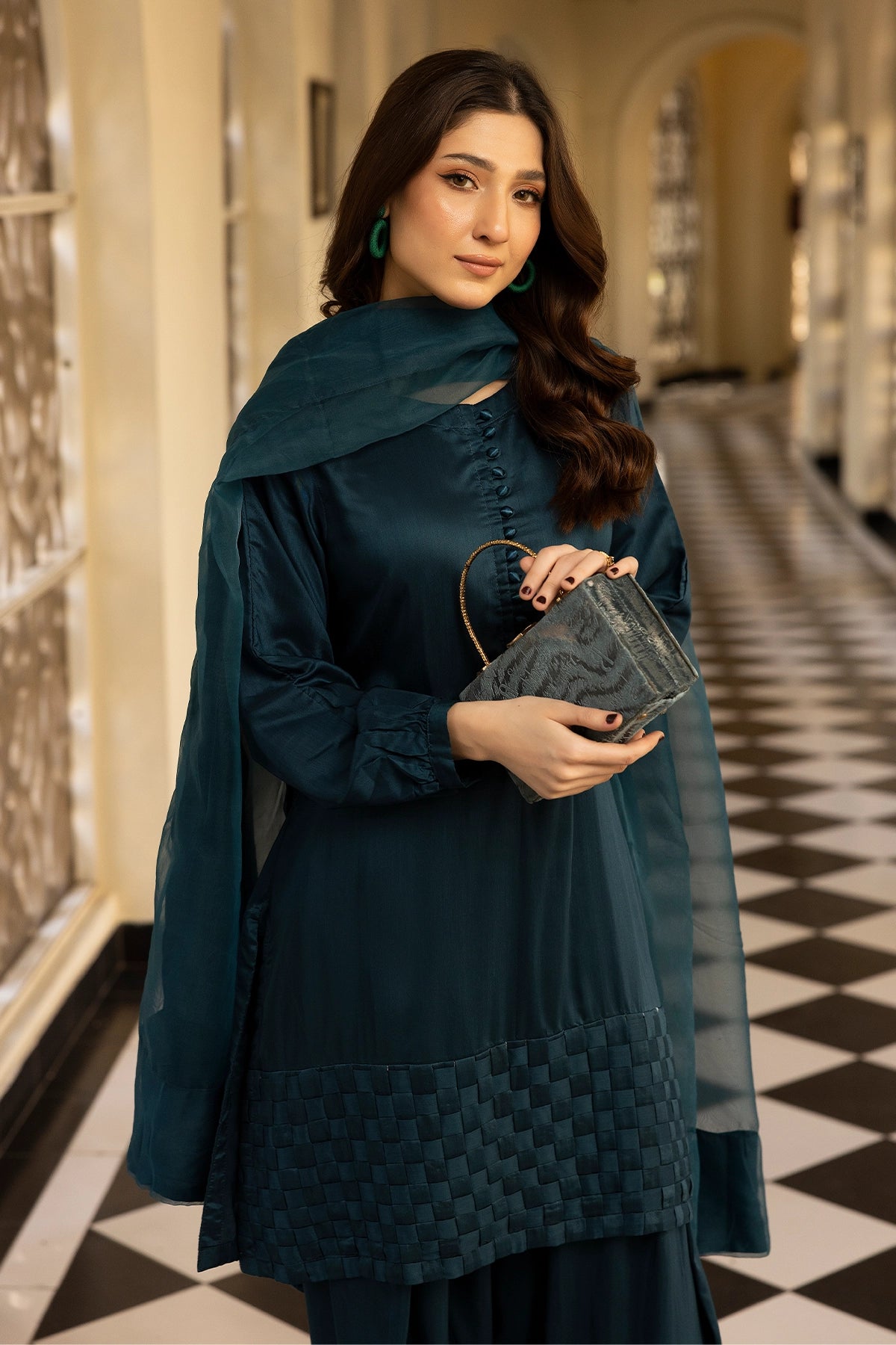 Hussain Rehar inspired Farshi Mummy & Me Ladies Teal Eid Outfit - Desi Posh