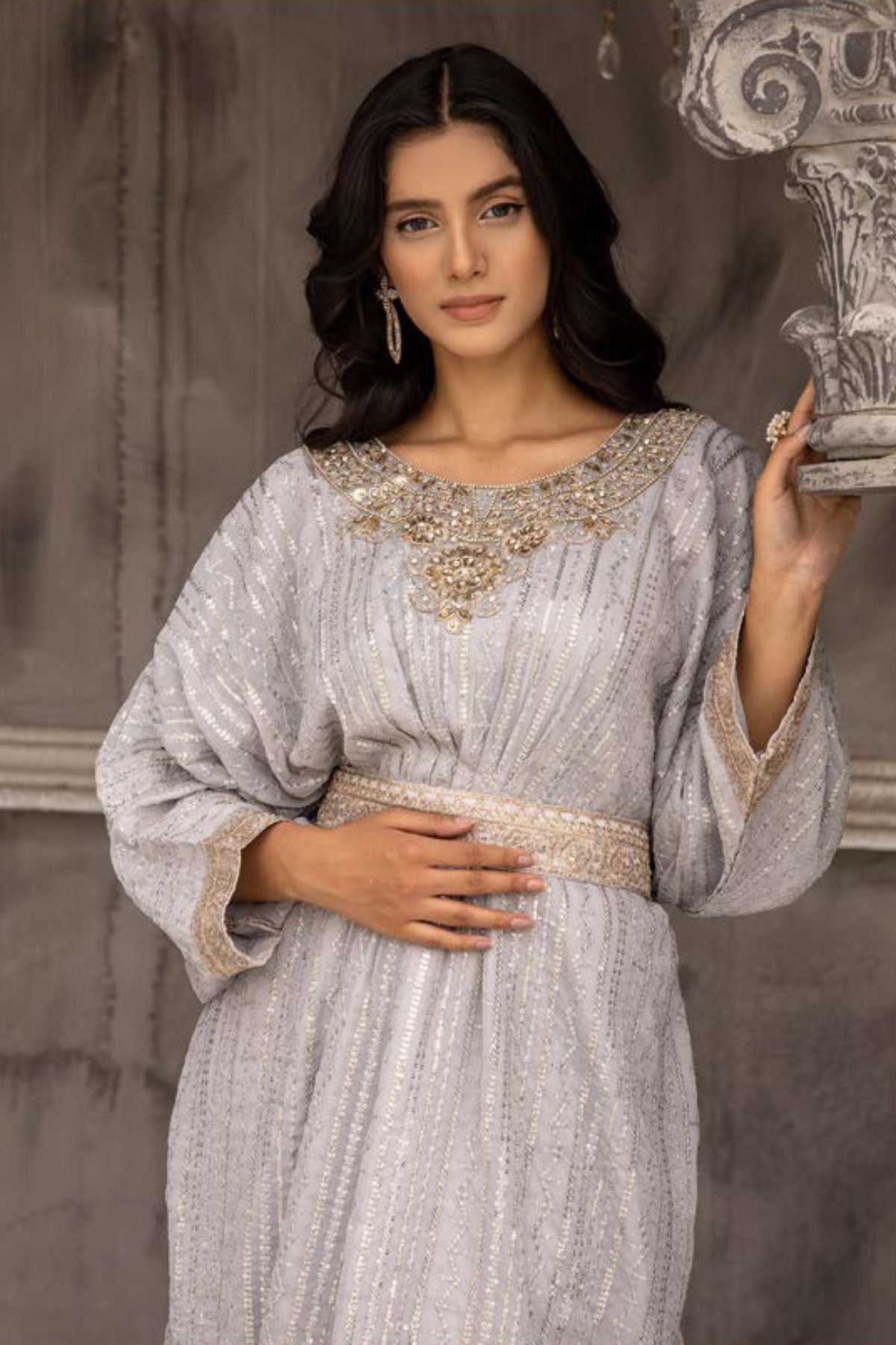 Jeem Mummy & Me Girls Grey 3 Piece Wedding Kaftan