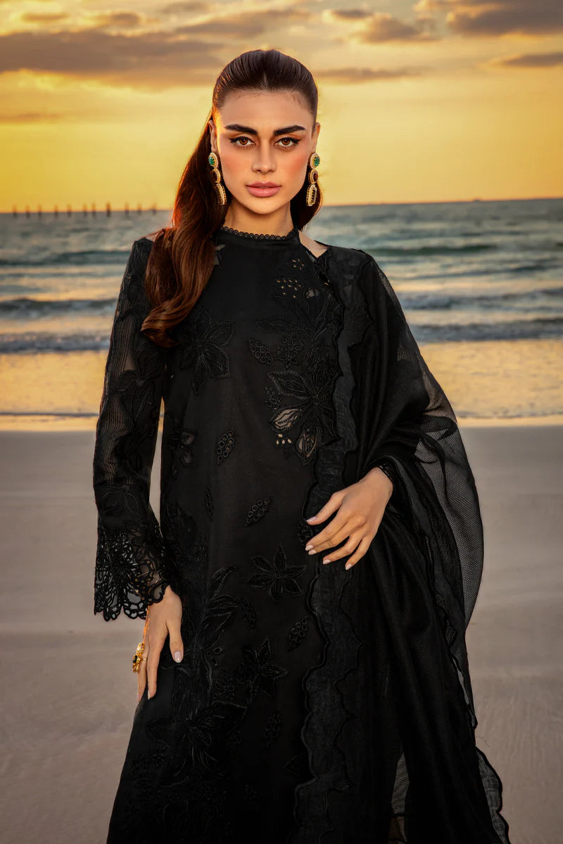 Rang Rasiya Rameen Inspired Embroidered Black 3 Piece Outfit - Desi Posh