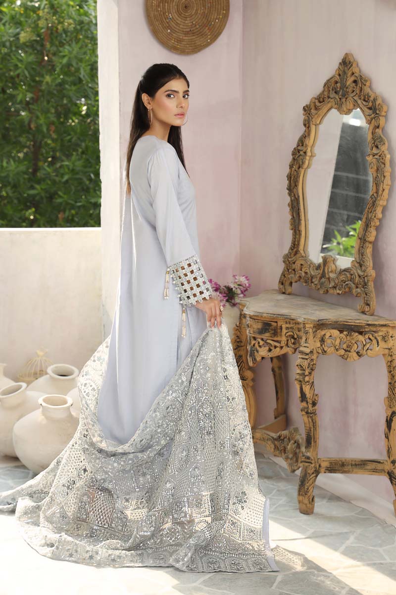 Ivana Luxury Cotton Suit With Heavy Embroidered Net Dupatta - Desi Posh