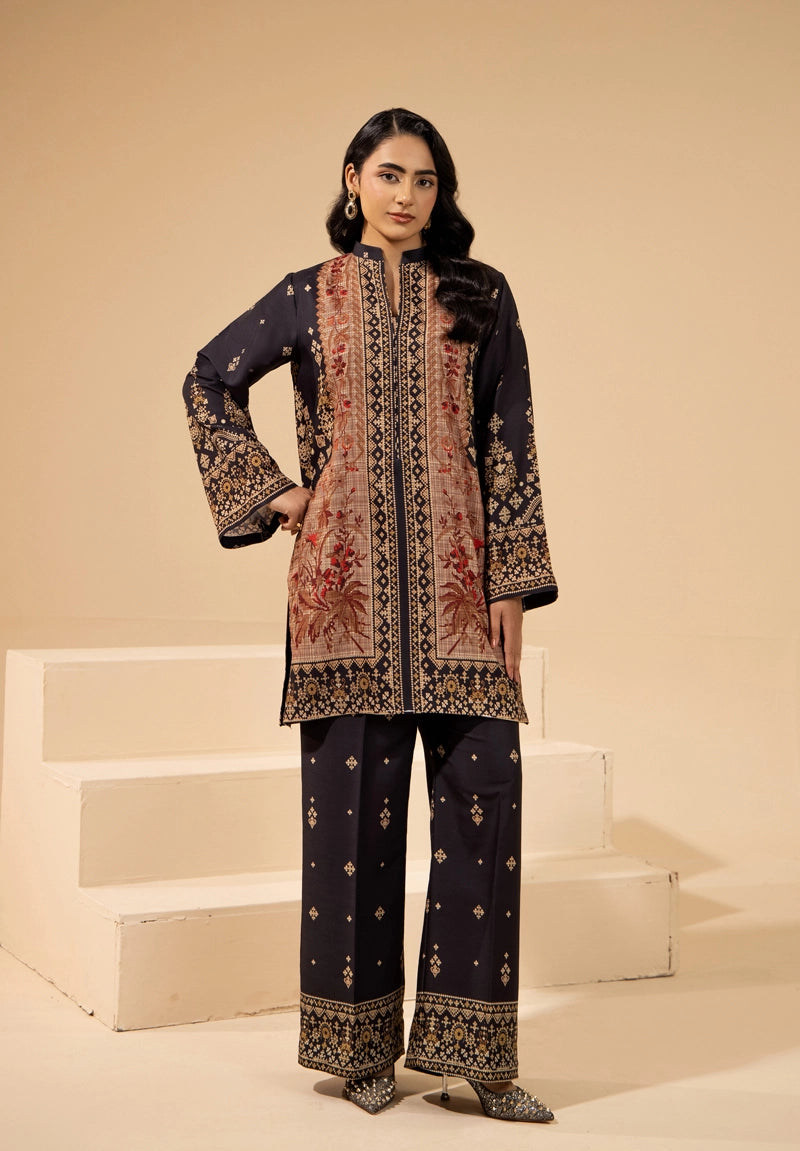 Sapphire Inspired 2 Piece Co-ords Slub Khaddar Winter Outfit D4