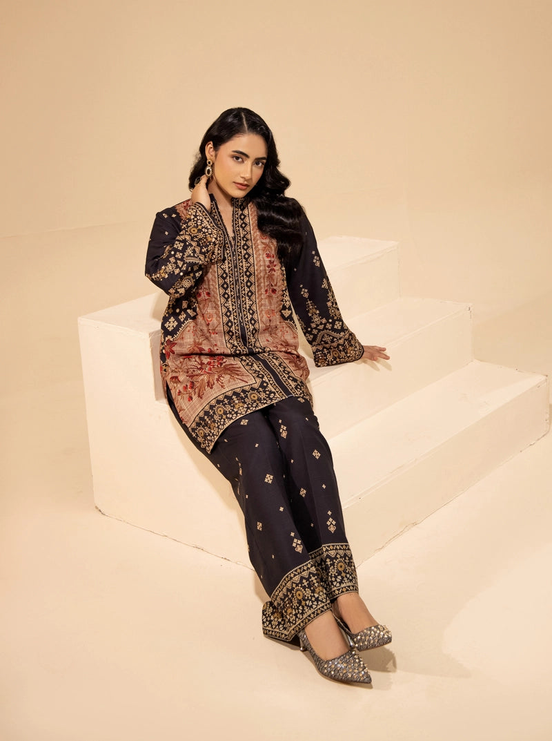 Sapphire Inspired 2 Piece Co-ords Slub Khaddar Winter Outfit D4