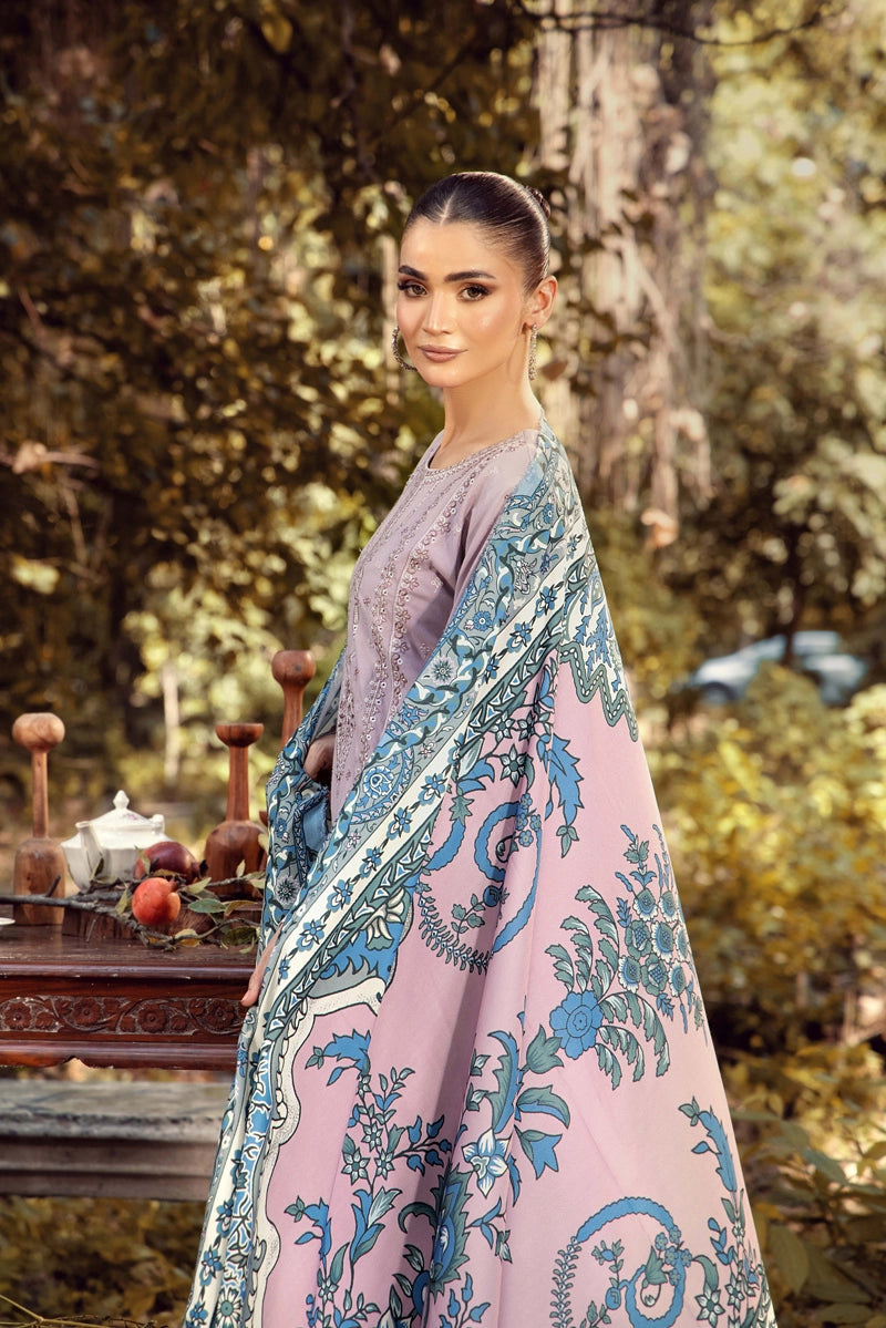 Rozana Dhanak Winter Collection Lilac 3 Piece Embroidered Suit