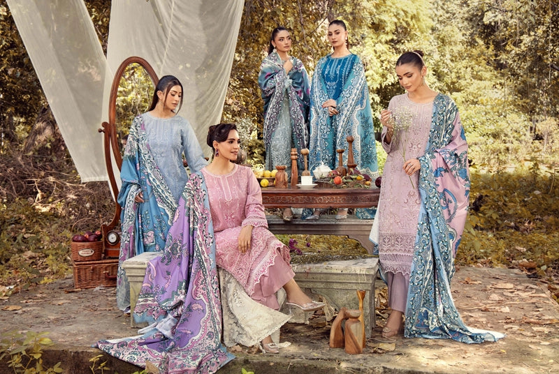 Rozana Dhanak Winter Collection Lilac 3 Piece Embroidered Suit