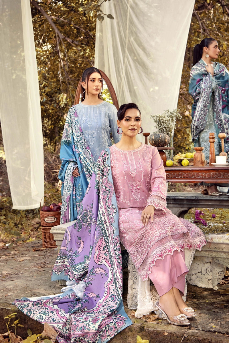Rozana Dhanak Winter Collection Lilac 3 Piece Embroidered Suit