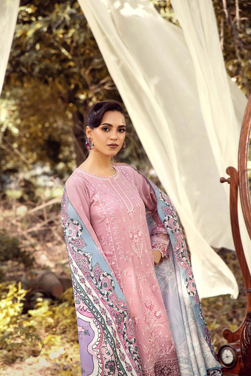 Rozana Dhanak Winter Collection Mauve Pink 3 Piece Embroidered Suit