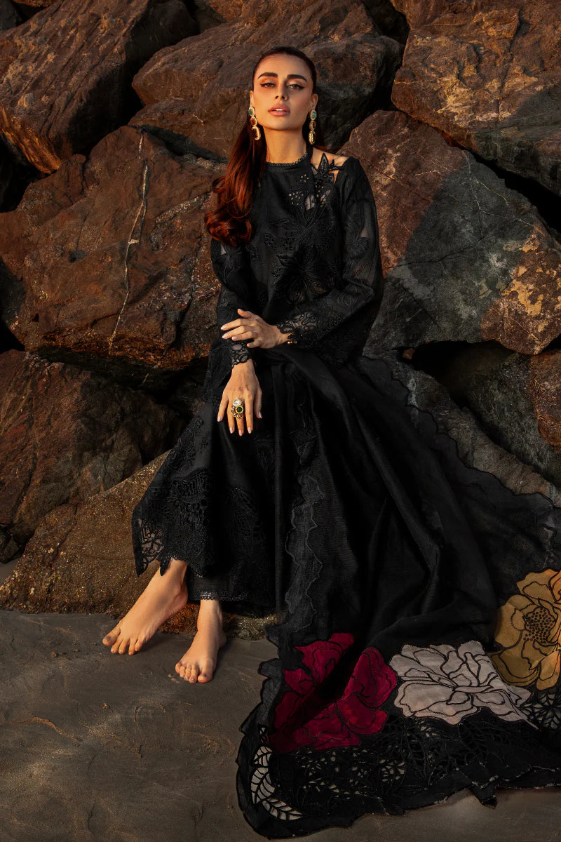 Rang Rasiya Rameen Inspired Embroidered Black 3 Piece Outfit - Desi Posh