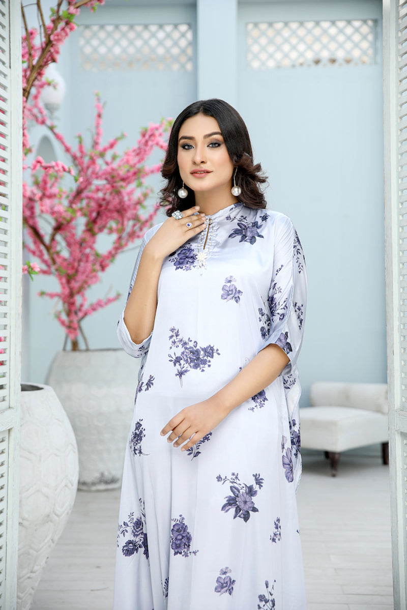 Limelight Pakistani Silk digital print Kaftan SLK32 - Desi Posh