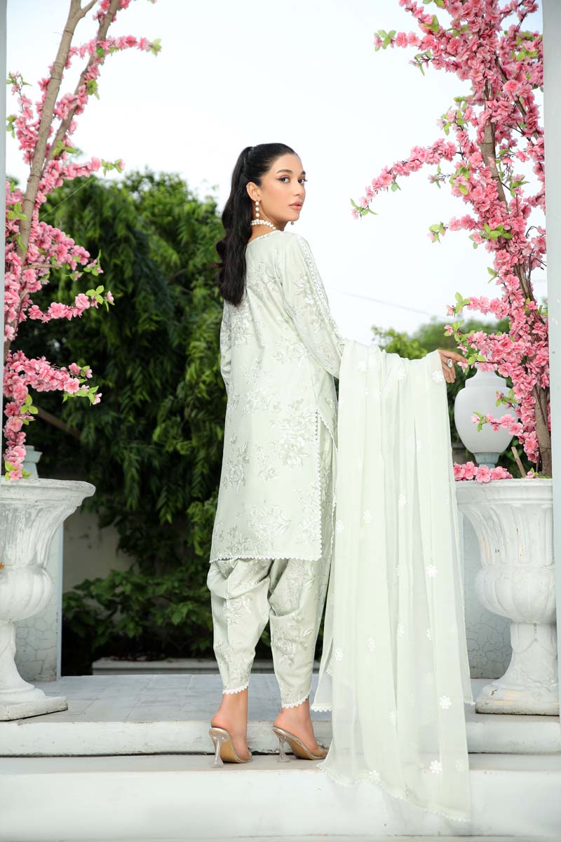 Husan Floral Summer Lawn Suit With Tulip Salwar HJ04 - Desi Posh