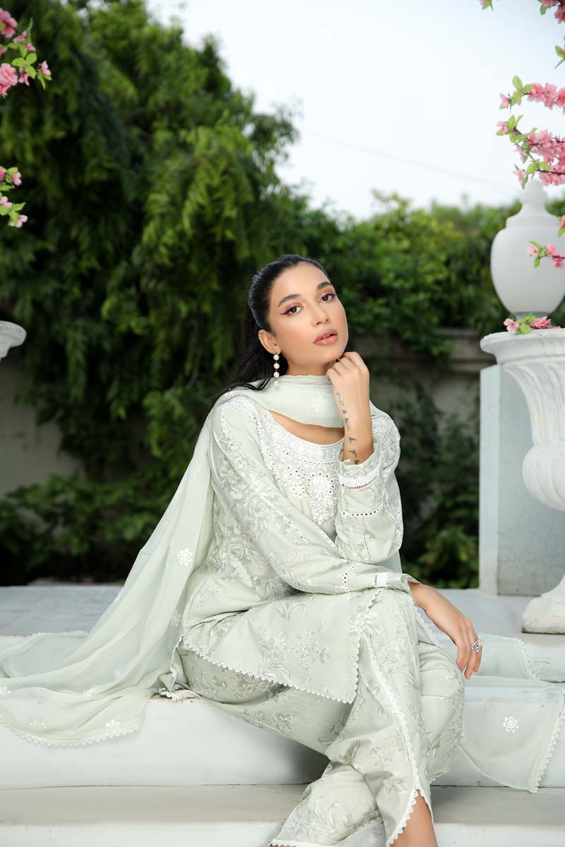 Husan Floral Summer Lawn Suit With Tulip Salwar HJ04 - Desi Posh
