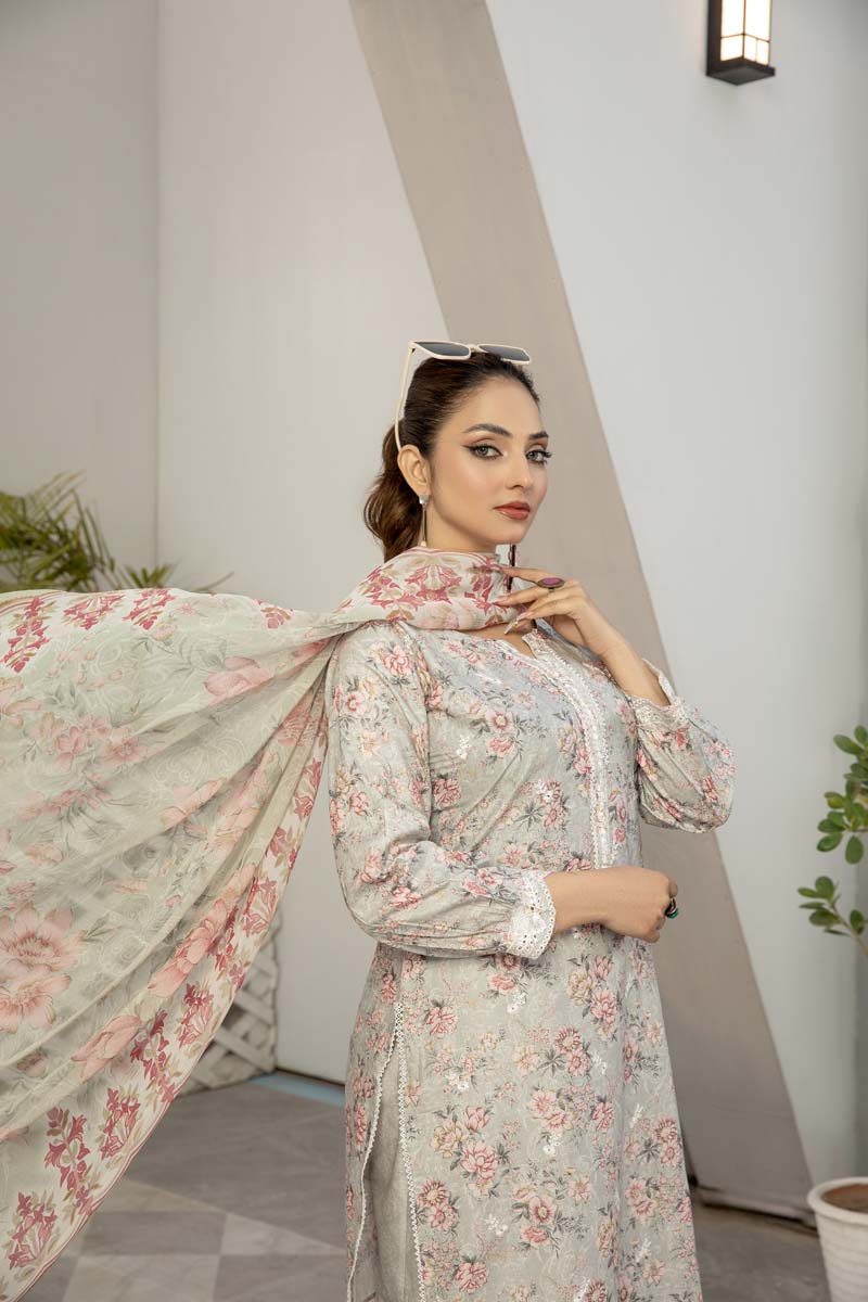 Sehar Cotton Pakistani Palazzo 3 Piece Chikan Kari Suit EB01 - Desi Posh