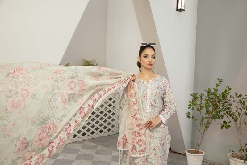 Sehar Cotton Pakistani Palazzo 3 Piece Chikan Kari Suit EB01 - Desi Posh