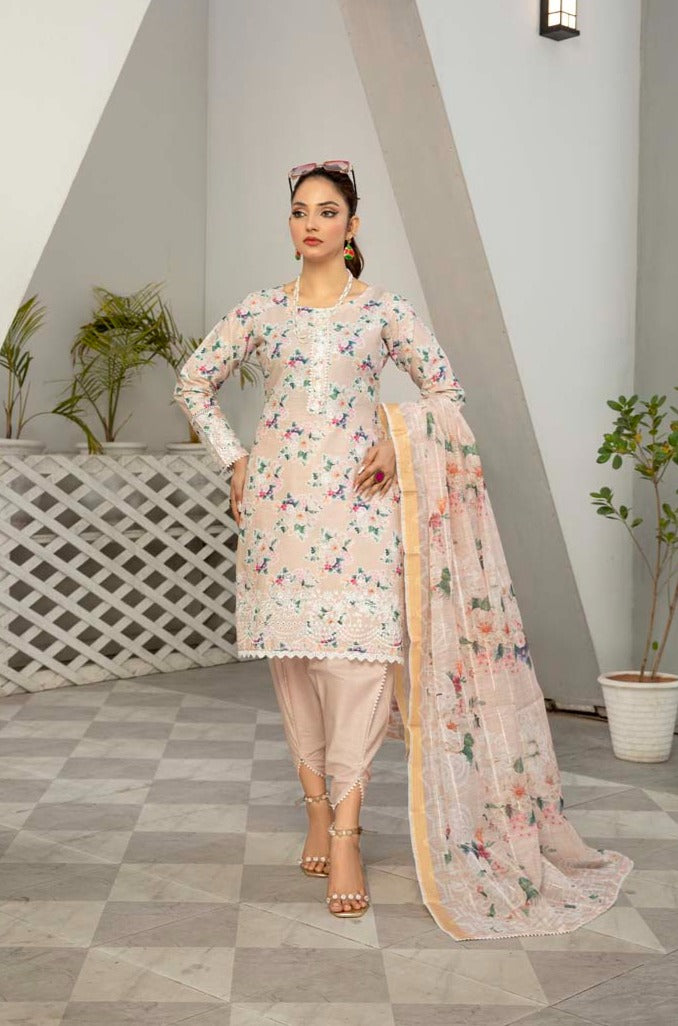 Sehar Cotton Pakistani Tulip Salwar 3 Piece Chikan Kari Suit EB05 - Desi Posh