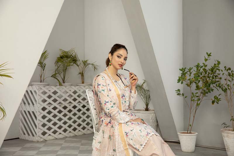 Sehar Cotton Pakistani Tulip Salwar 3 Piece Chikan Kari Suit EB05 - Desi Posh