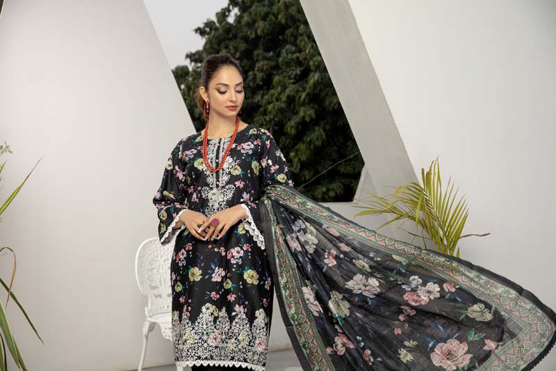 Sehar Cotton Pakistani Tulip Salwar 3 Piece Chikan Kari Suit EB04 - Desi Posh